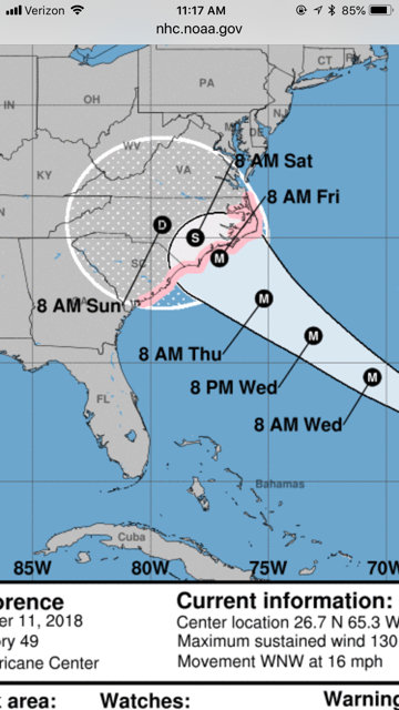 Hurricane Florence Evacuation College Road Trip