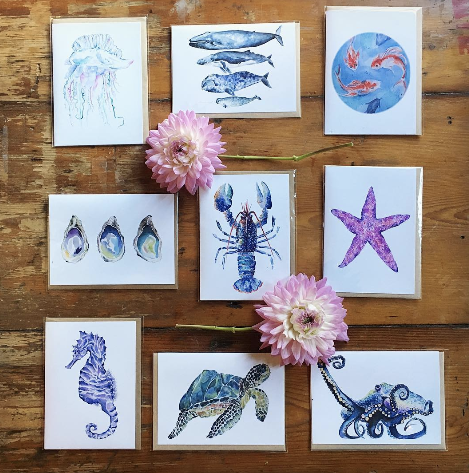 We are now carrying Violette Tide‘s gorgeous water color cards! They are simply stunning. 
