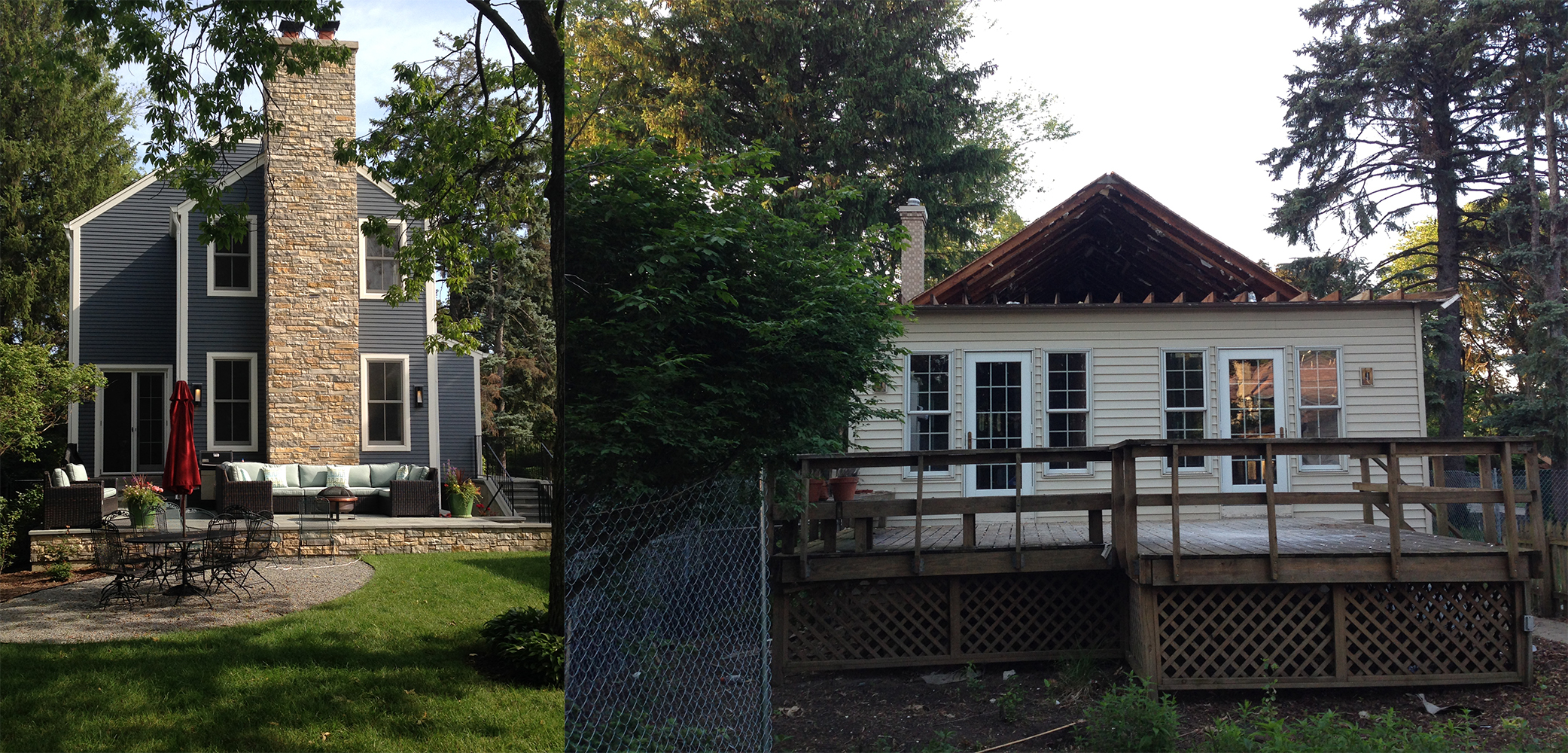After (left) and Before (right) South Elevation View