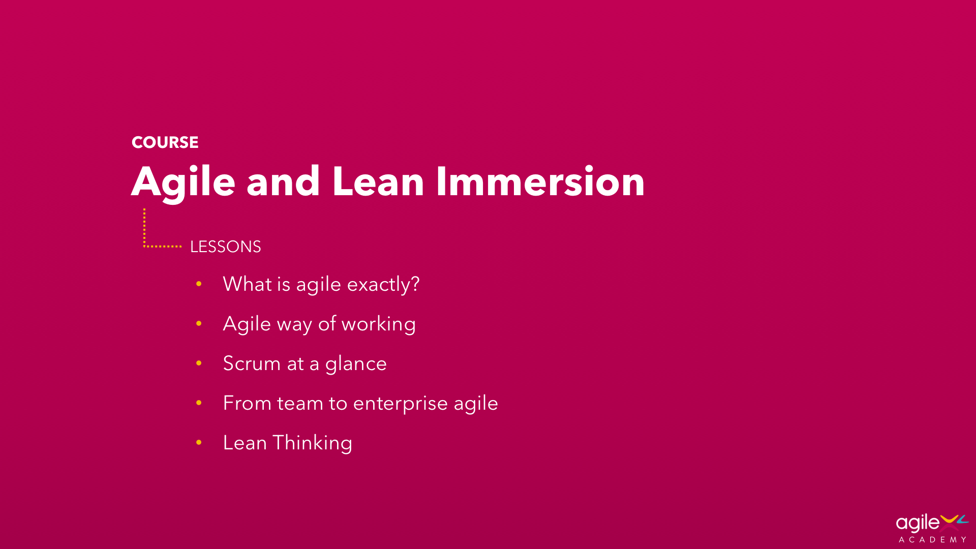 COURSE: Agile and Lean Immersion