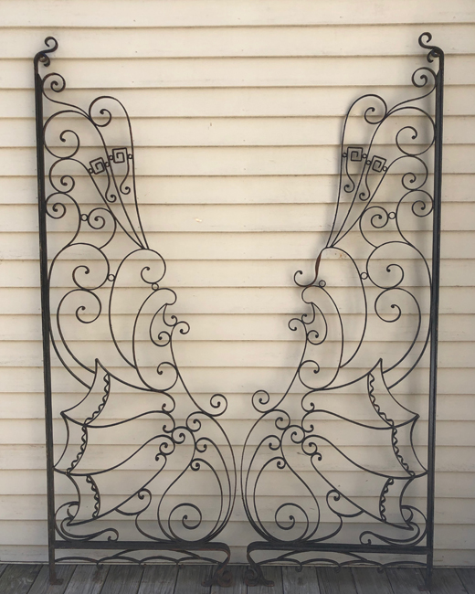French Art Deco Wrought Iron Gates, Art Deco Metal Garden Gates