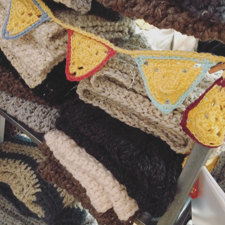 I made some bunting for our booth!