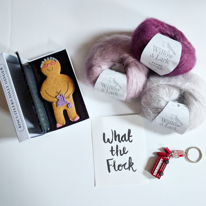 This friggin adorable knitting cookie and my new mohair stash from Willow&Lark!