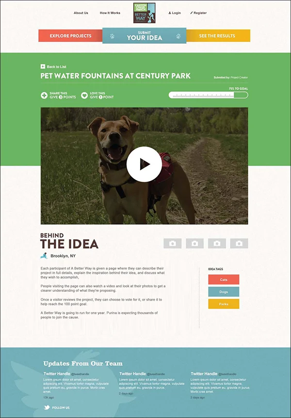  PROJECT PROFILE: People can review a specific project, and decide if they'd like to support it.    