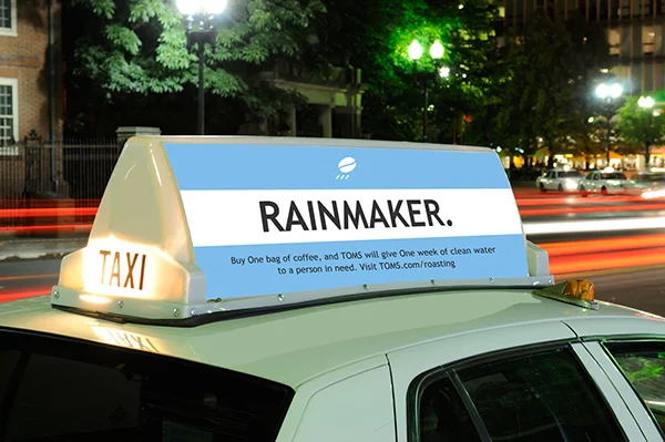  Taxi tops to keep the message moving. 