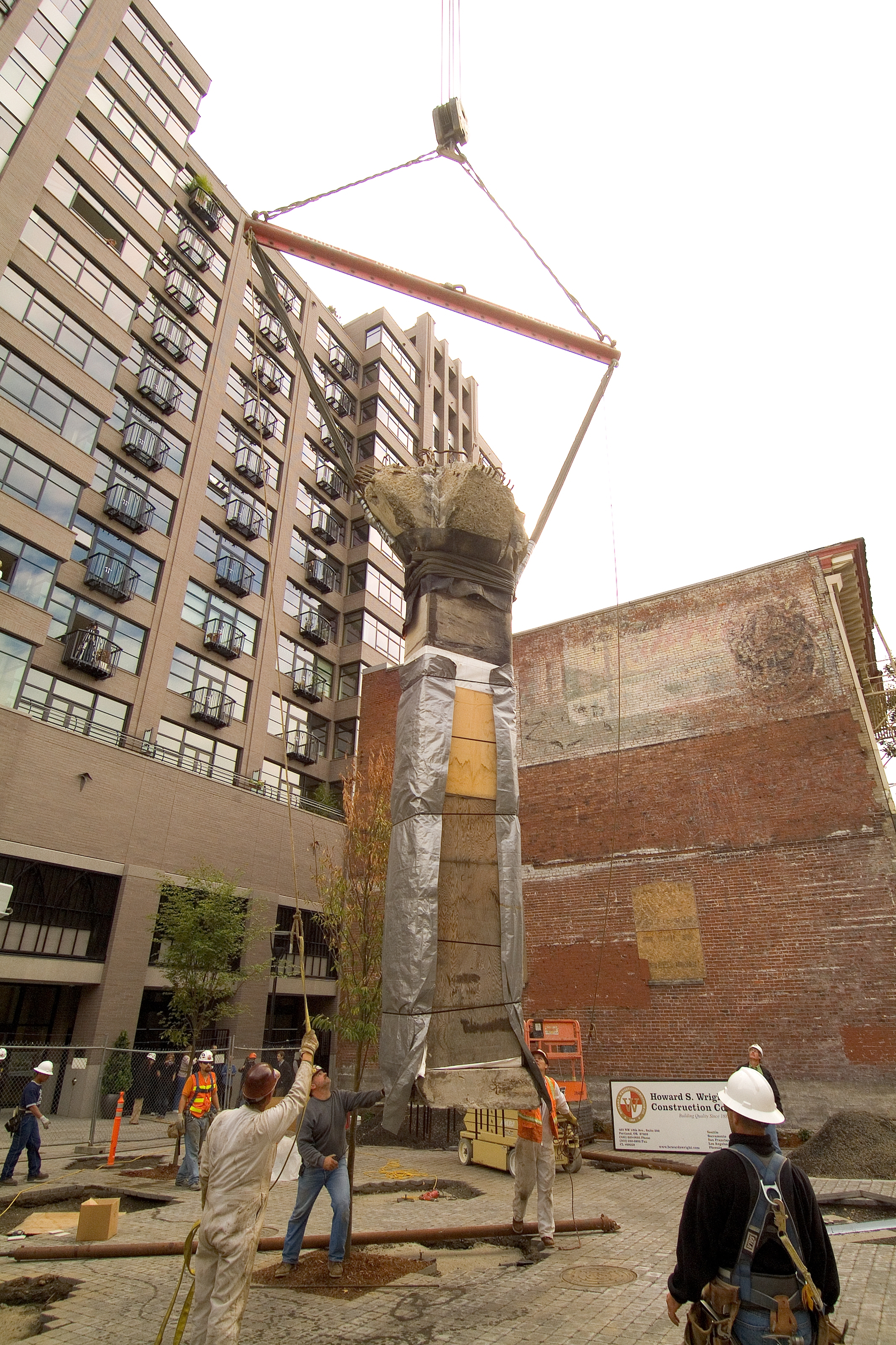  Artworks are found throughout the district and are typically incorporated into streetscape settings.&nbsp; When the viaduct was torn down several of the supporting pillars were saved.&nbsp;Photo by Bruce Forster© 