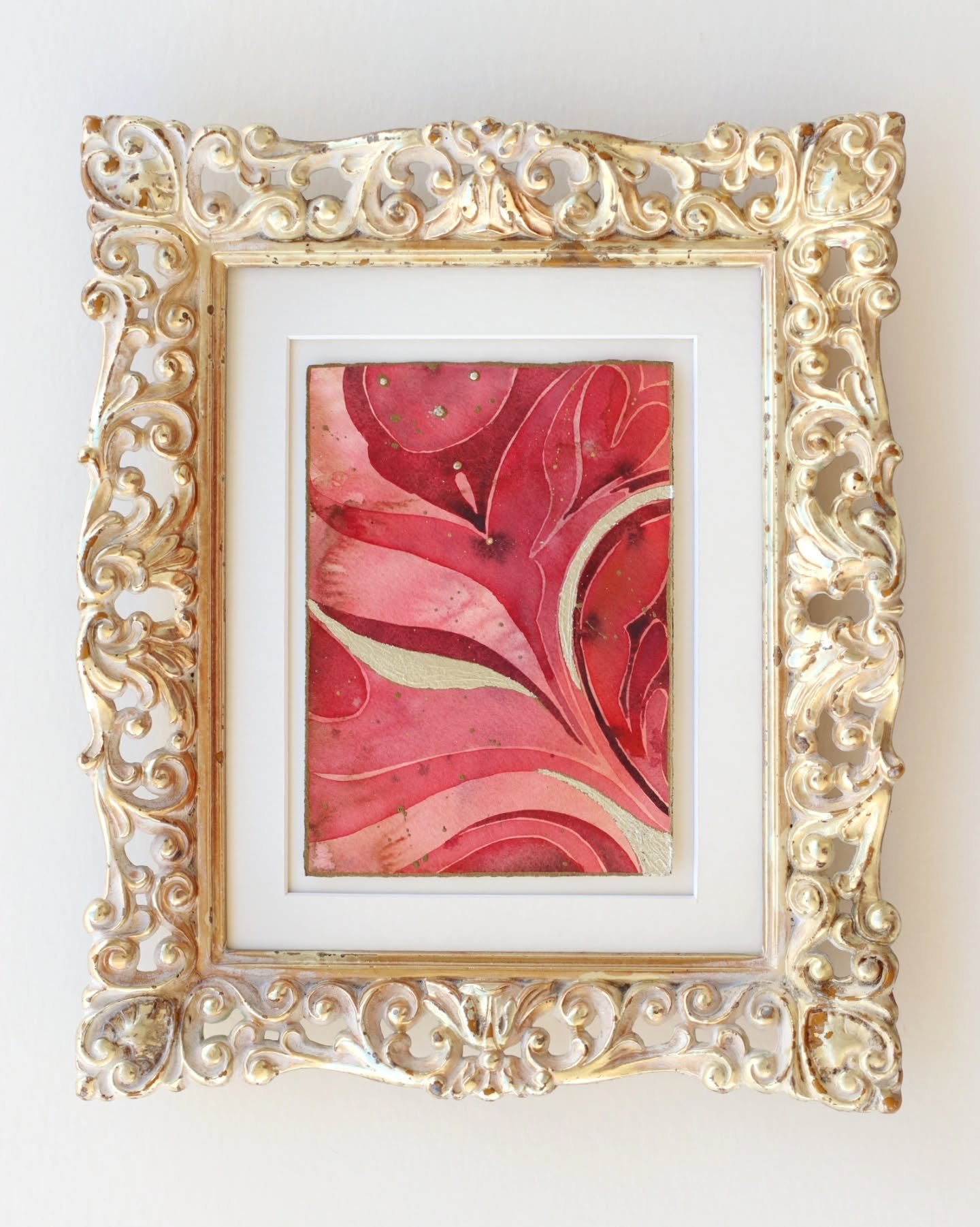 🪭
5x7 inches.  Watercolor, ink, &amp; champagne gold leaf on paper. 2026