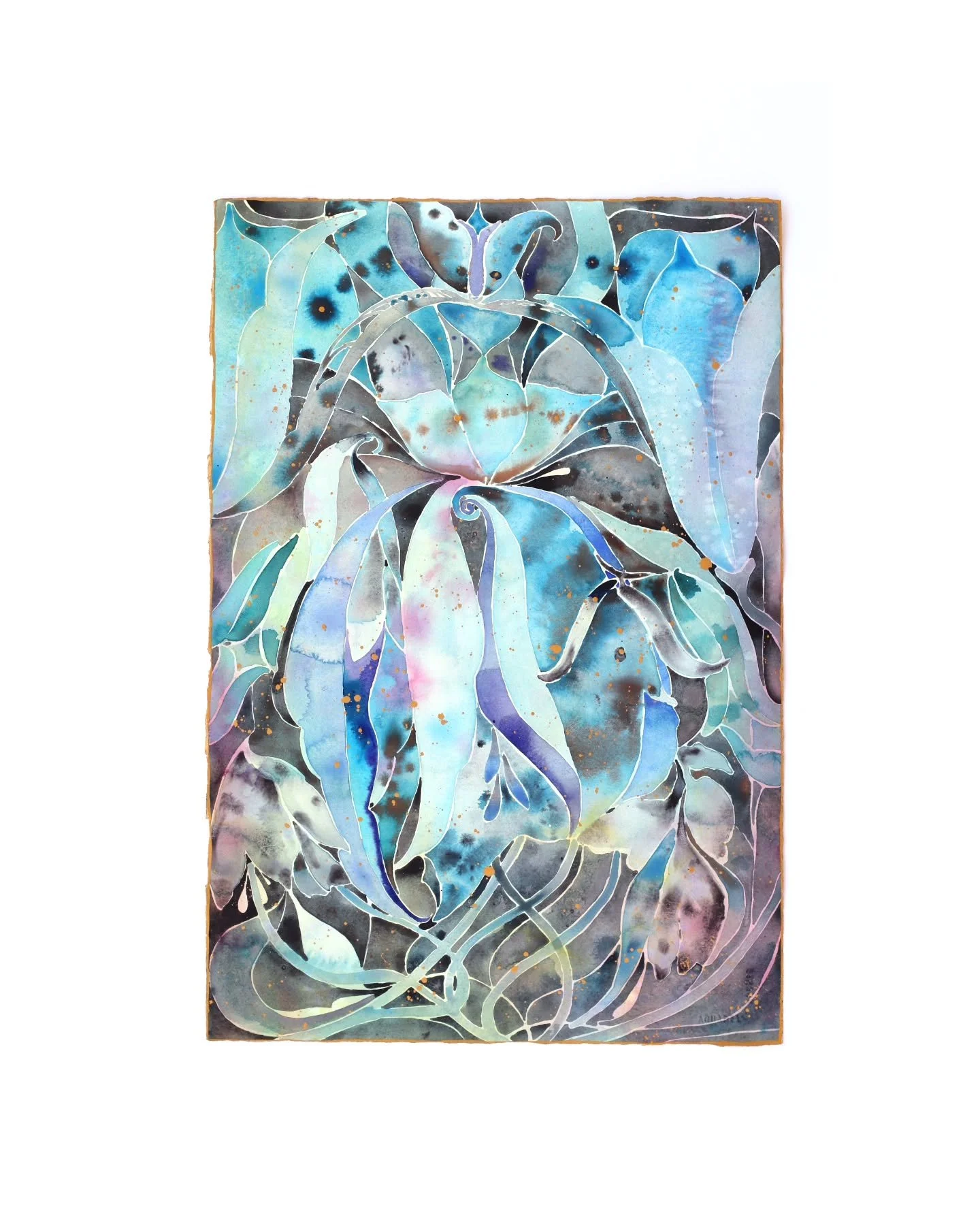 🌀💠🩵
I want you to see my paintings in real life. 

Photos 📸  do not do this one justice.  Even with my "real" camera, I'm finding it very hard to capture the delicate washes, layers, and pigment "blooms"... all the things that