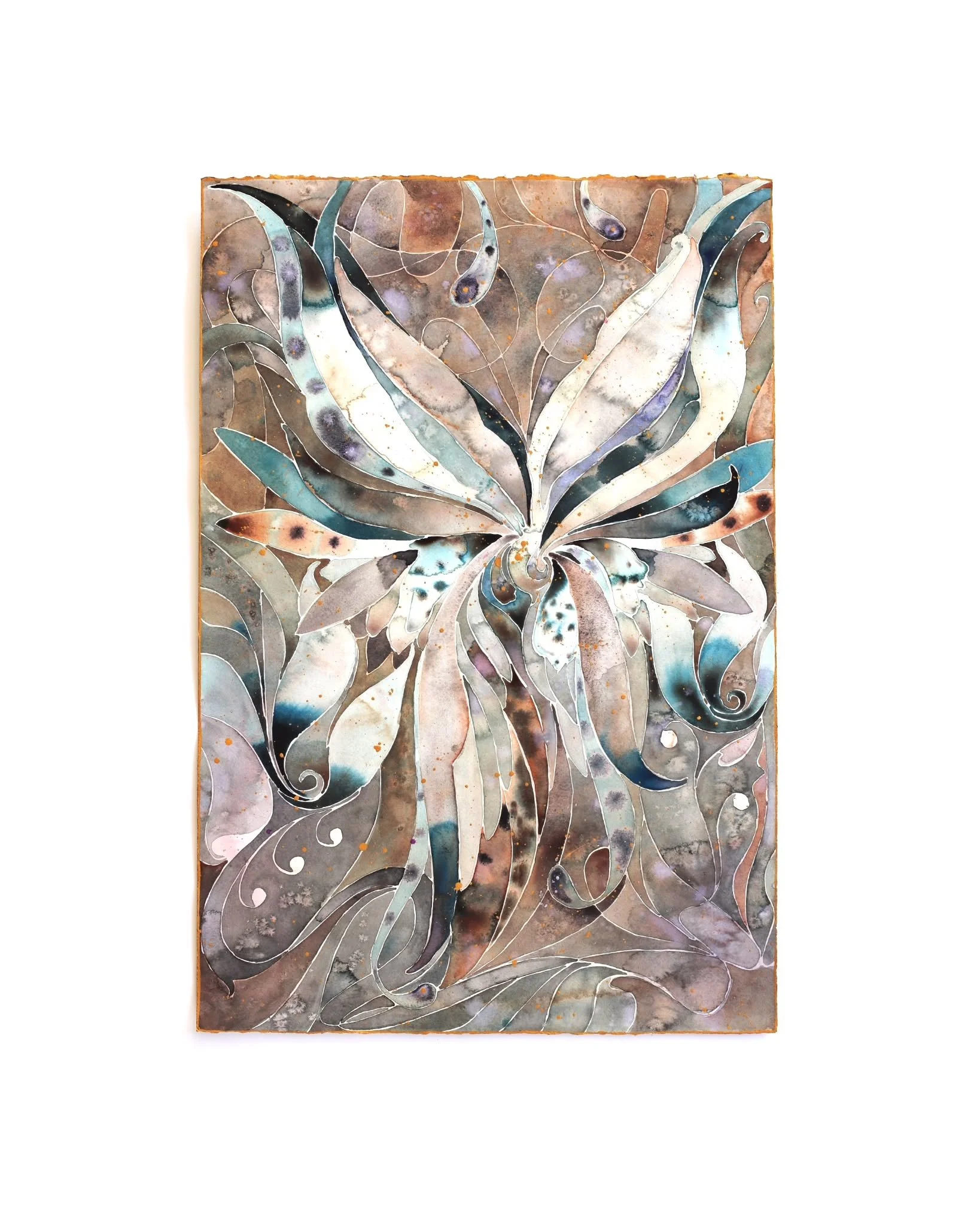 🪽🪶🪽🪶🪽🪶🪽
15wx22h inches.  Watercolor &amp; gold ink on paper. 
2026