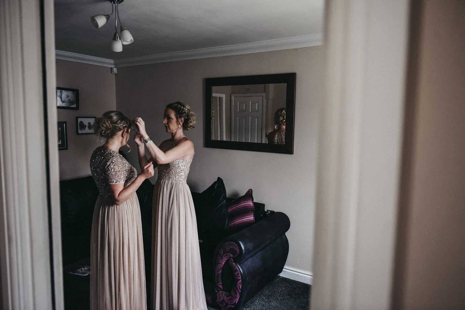 Bridesmaid's final adjustments