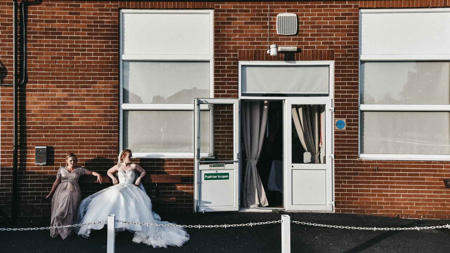Bride having a minute alone