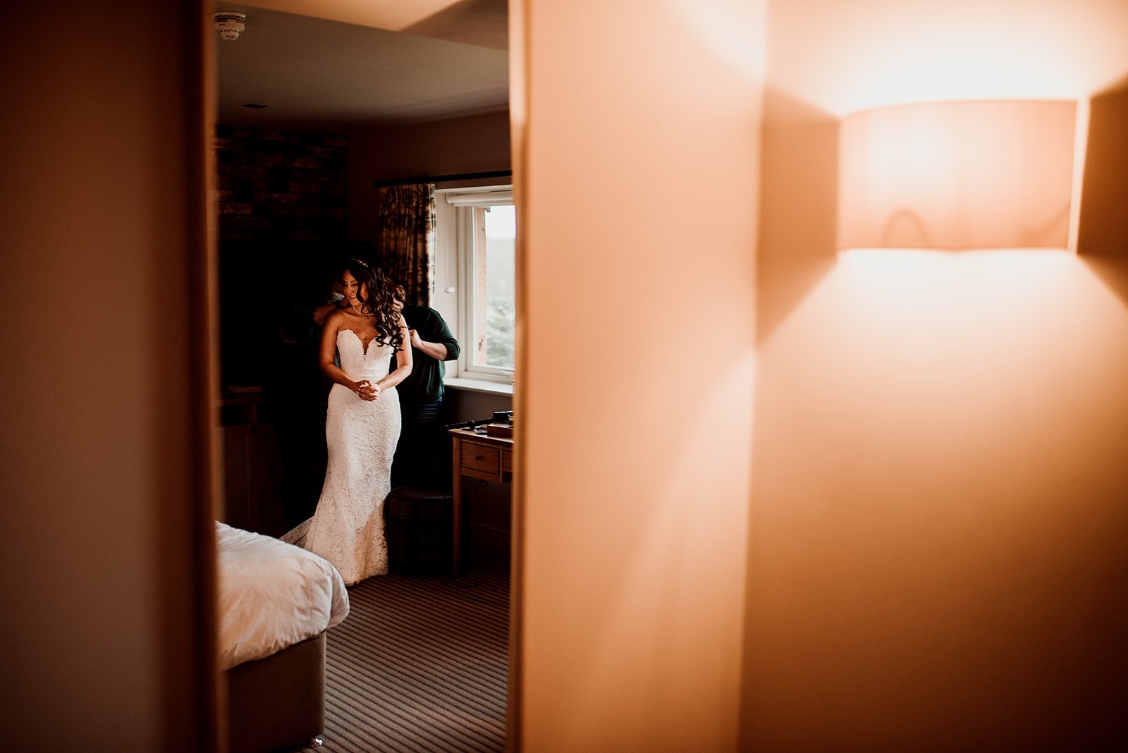 An abstract image of the bride in the mirror