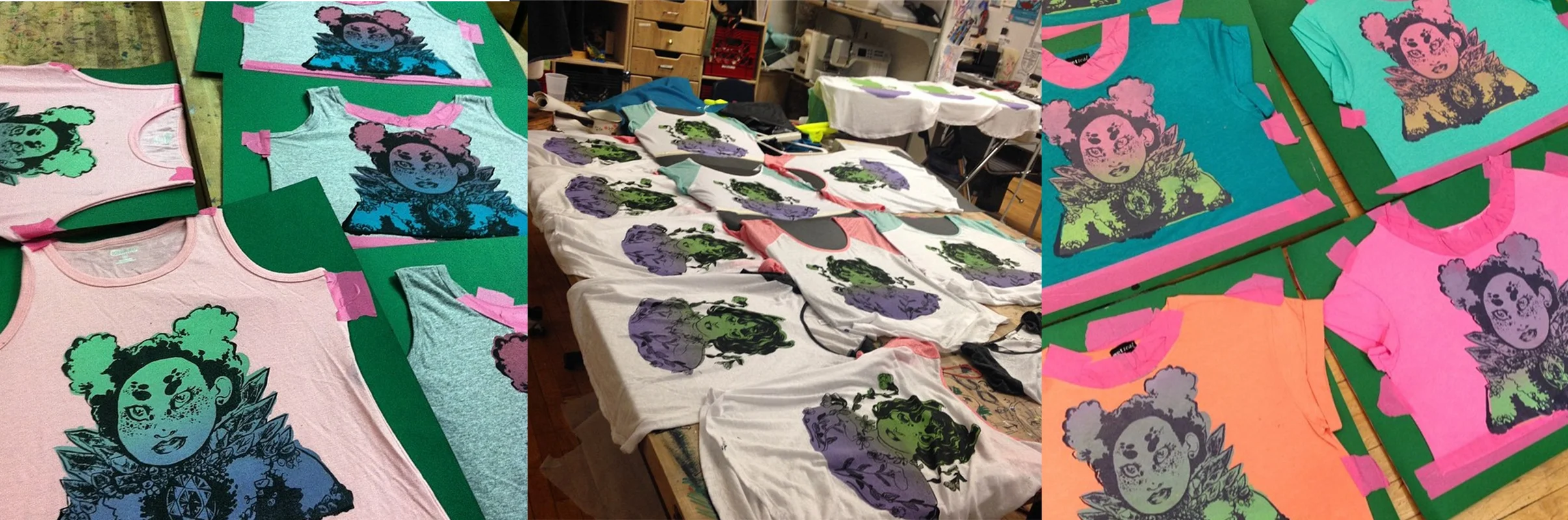 (2014-2015) screenprinted shirts, various designs