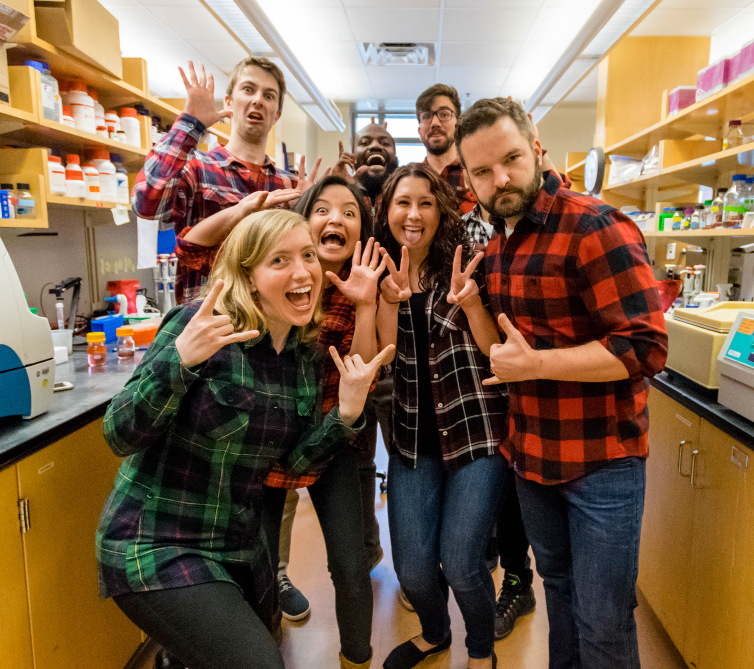 The Delgoffe lab, rocking the "lumberjack scientist" look.