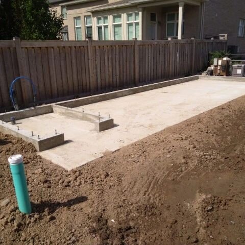 Engineered Lowered Perimeter Concrete Pad for a Pool Cabana