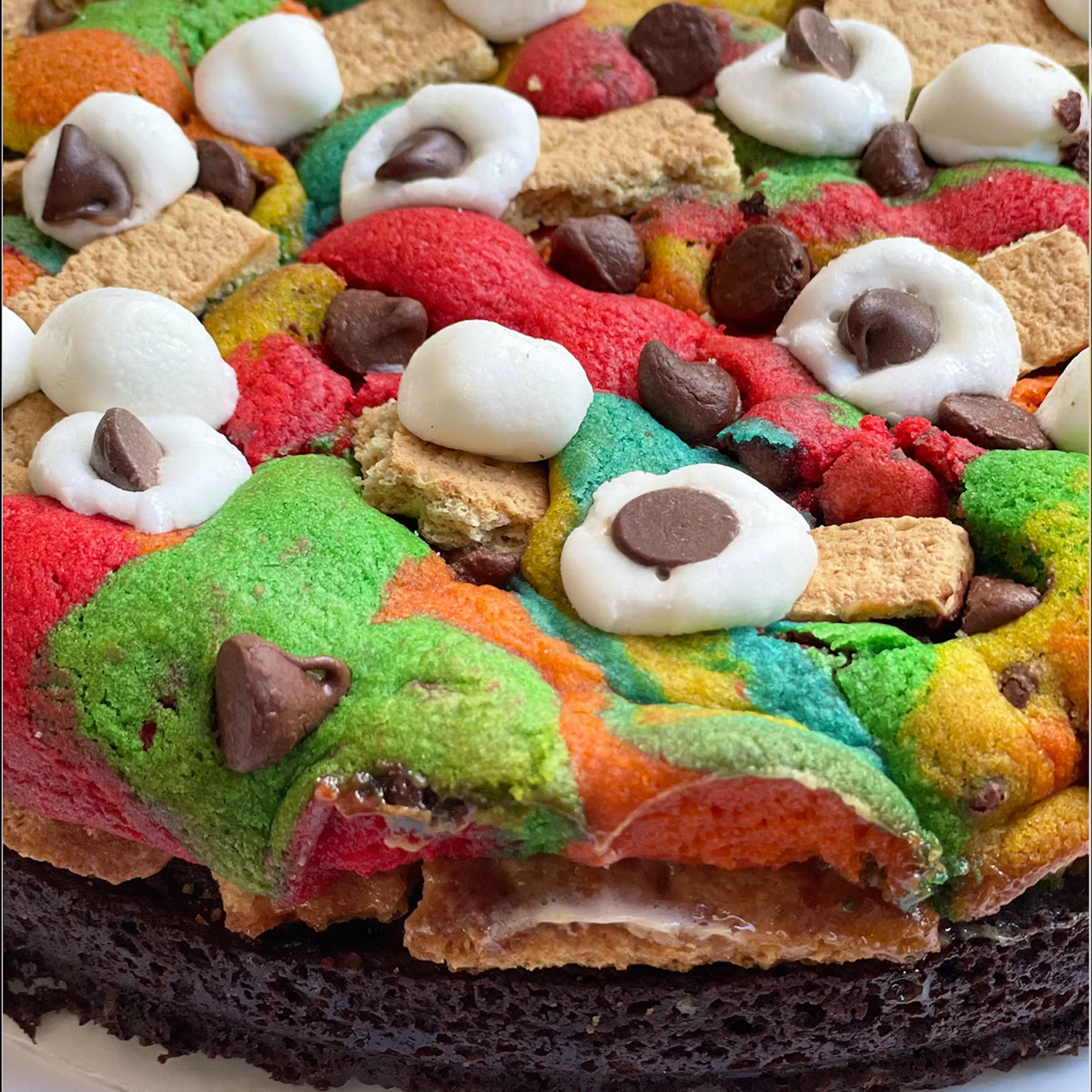Rainbow S'mores Brookie Cake