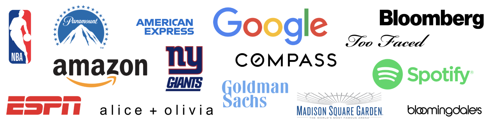 Baked in Color corporate clients: NBA, Paramount, American Express, Google, Amazon, NFL, New York Giants, Compass, Goldman Sachs, Madison Square Garden, ESPN, Bloomberg, Too Faced