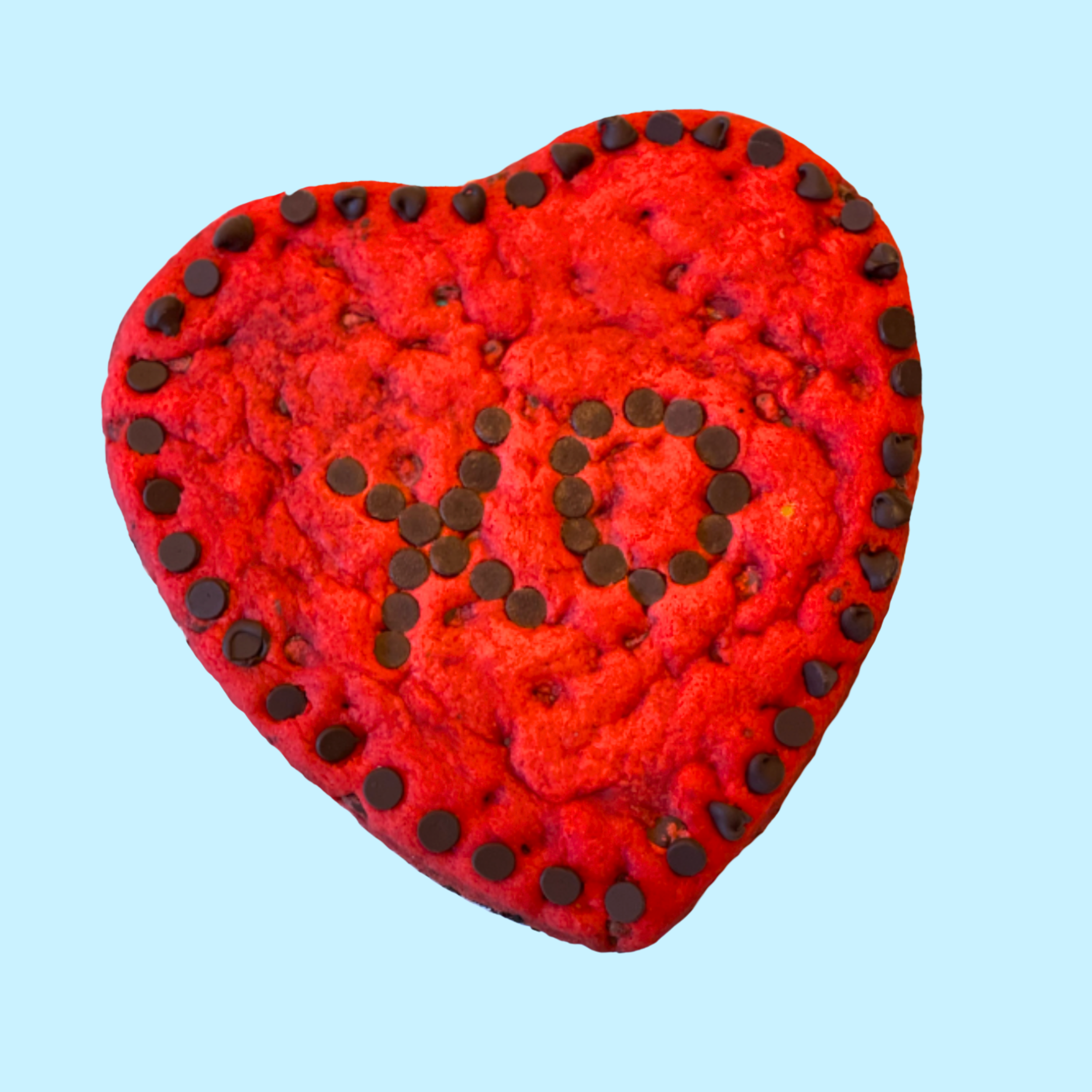 XO red heart cookie cake