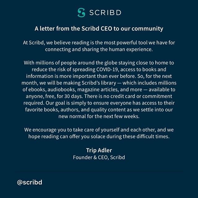 You might not be able to get your hair cut but it&rsquo;s the perfect time to do some reading! Free books and audiobooks from Scribd! #quarantinehair #shelterinplace #scribd