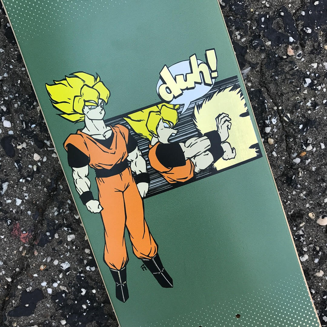 Our latest shop deck is a throwback graphic from the years when Daville was known as "duh! skate shop". It's updated with a fresh colorway, a gold foil print, and the Daville name. Available now In store or on www.davilleskateshop.com