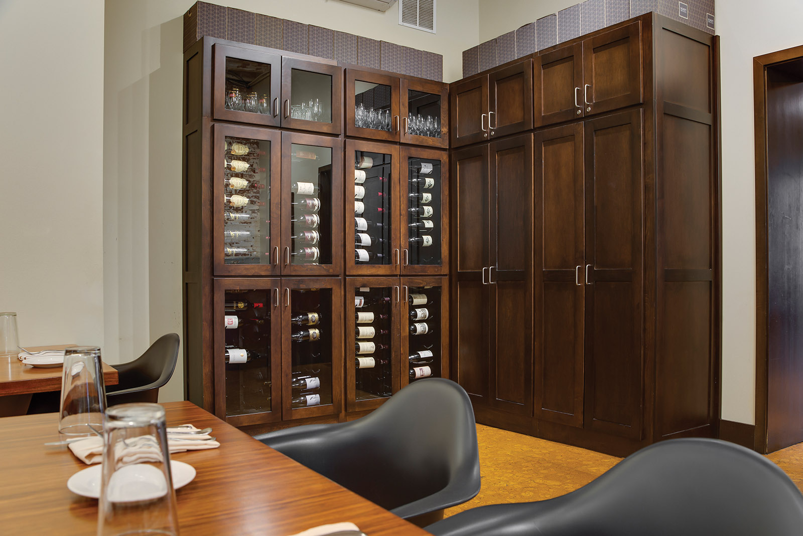 STELLA RESTAURANT: WINE STORAGE CABINETRY