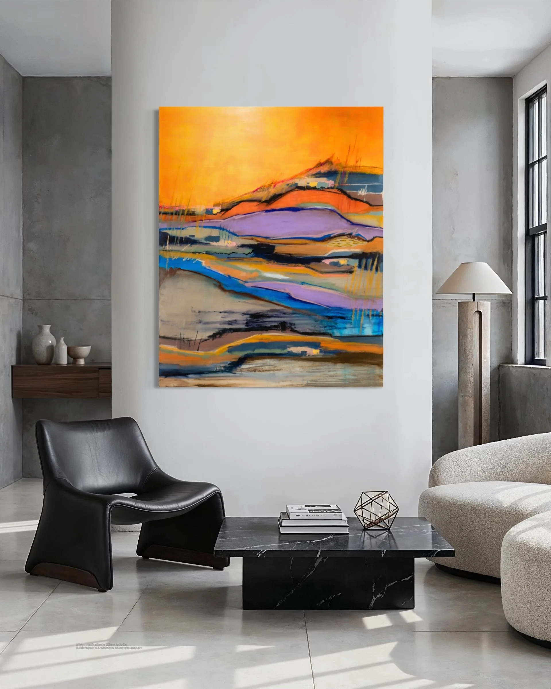 Ember Ridge Abstract Painting in Home