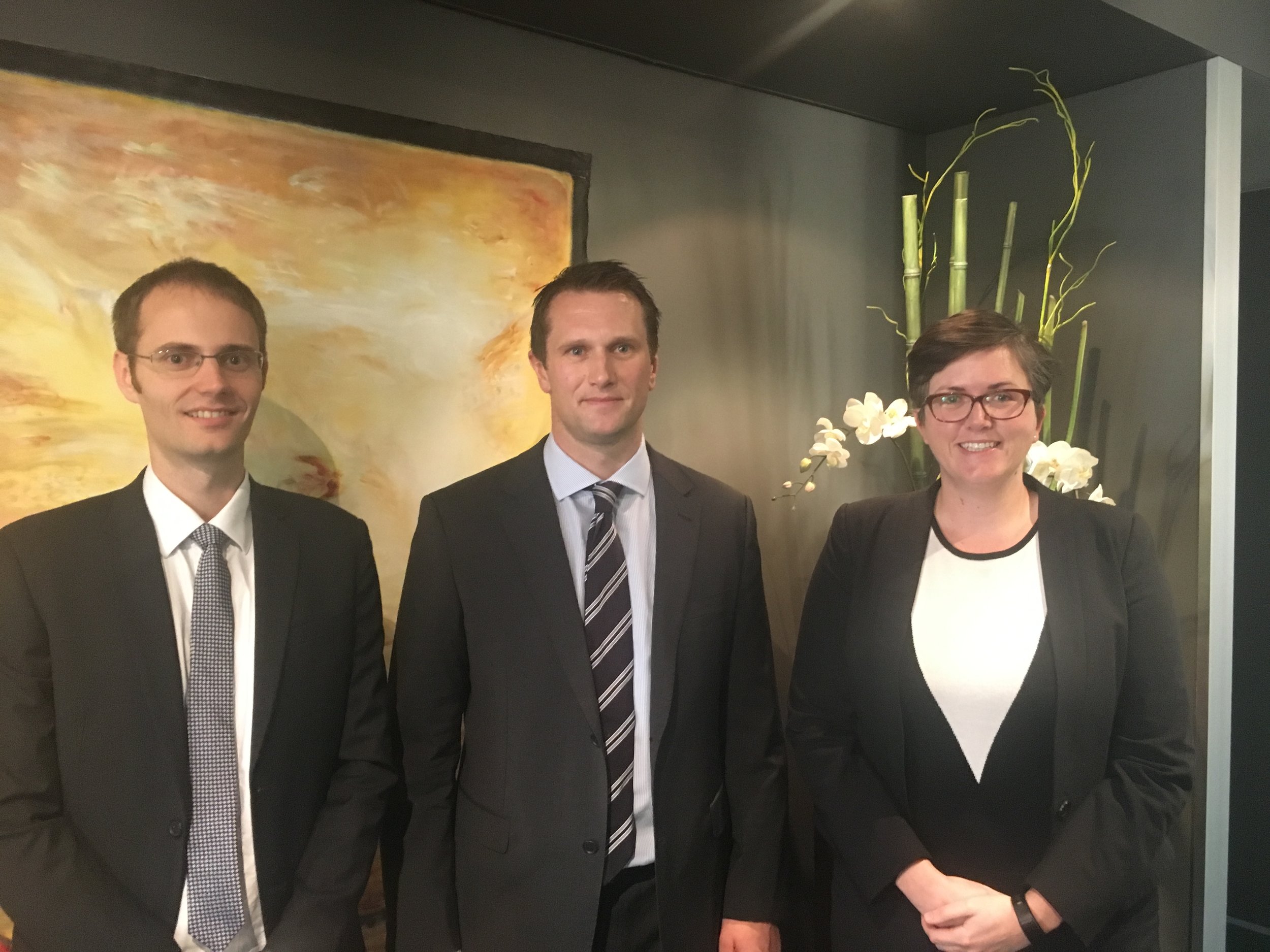 From left: Andrew Durrant, James Dymock, Fran Darlow