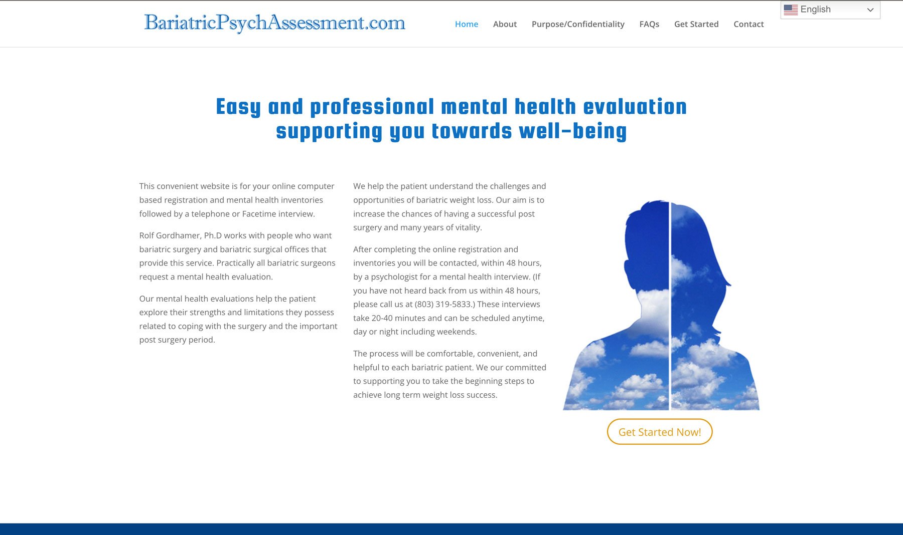 Bariatric Psych Assessment, for your online computer based registration and mental health inventories.
