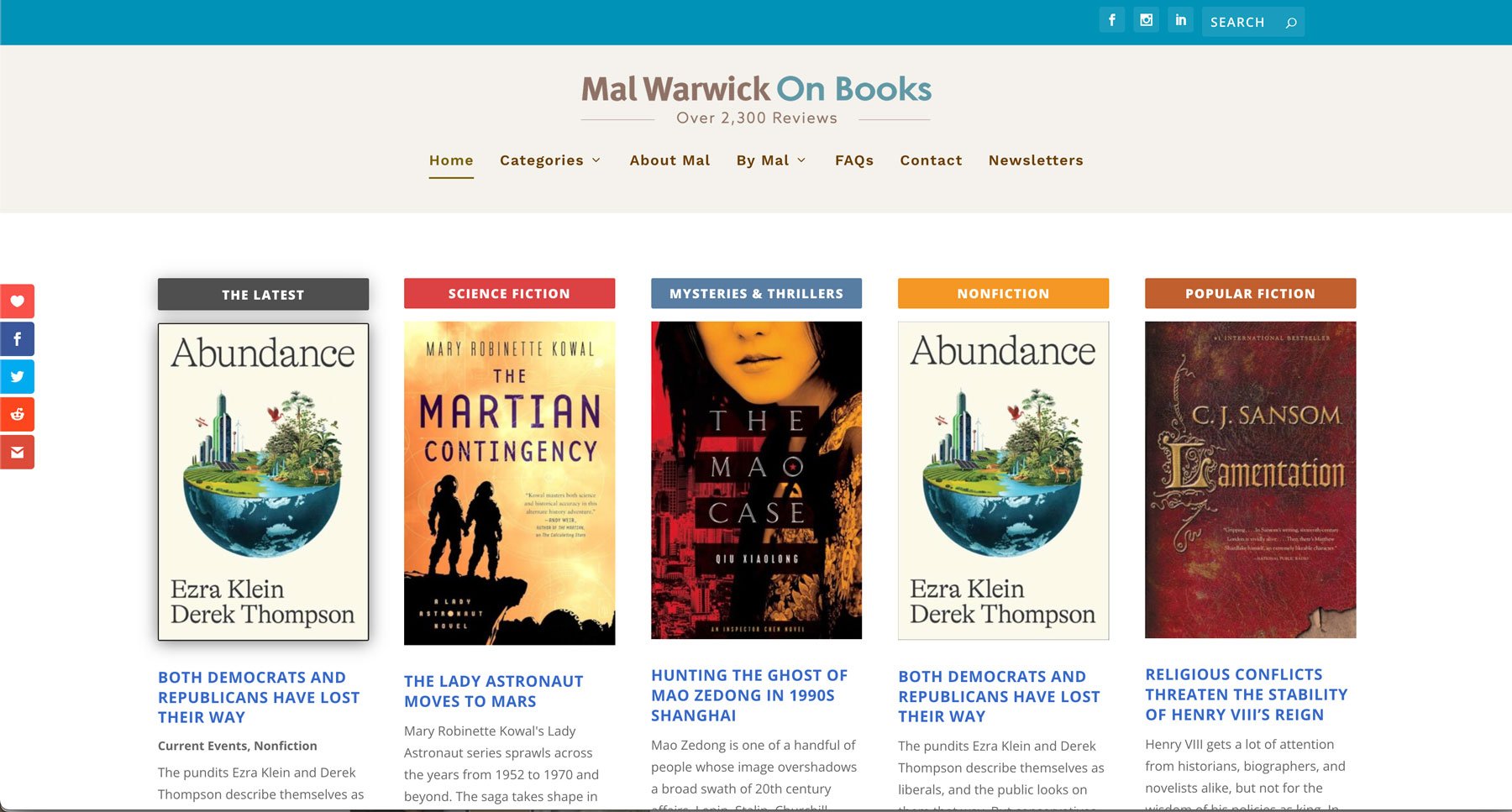 Mal Warwick on Books, Book Reviewer, Author, member National Book Critics Circle and the Northern California Book Reviewers, the Author’s Guild and the Science Fiction and Fantasy Writers of America (SFFWA).