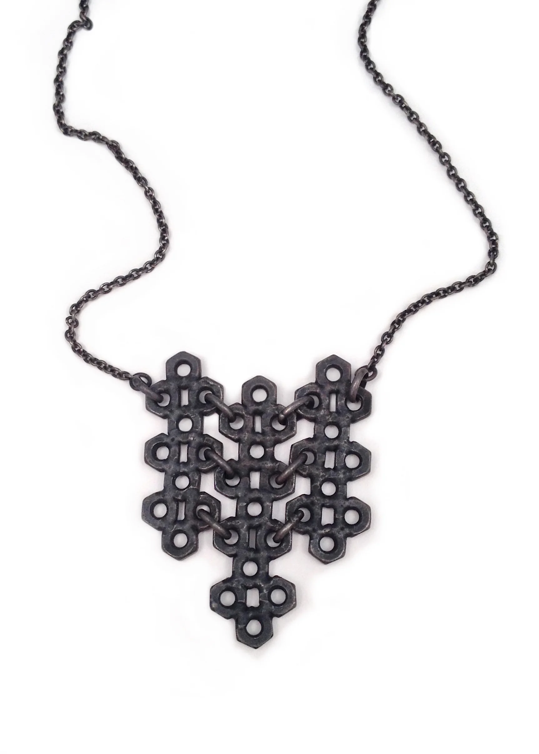 Black Vertical Links Necklace