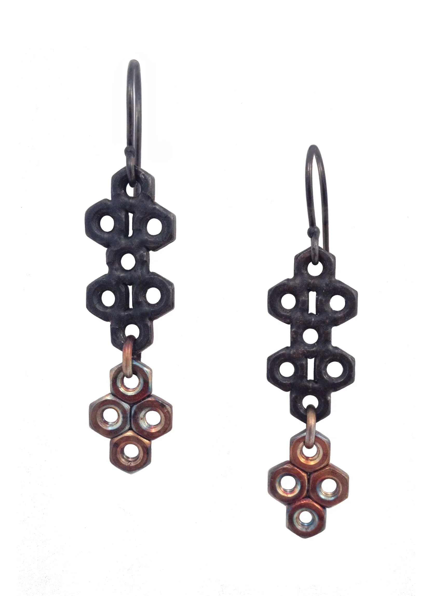 Black and Color Dangle Earrings