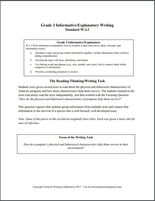 benchmark essay writing