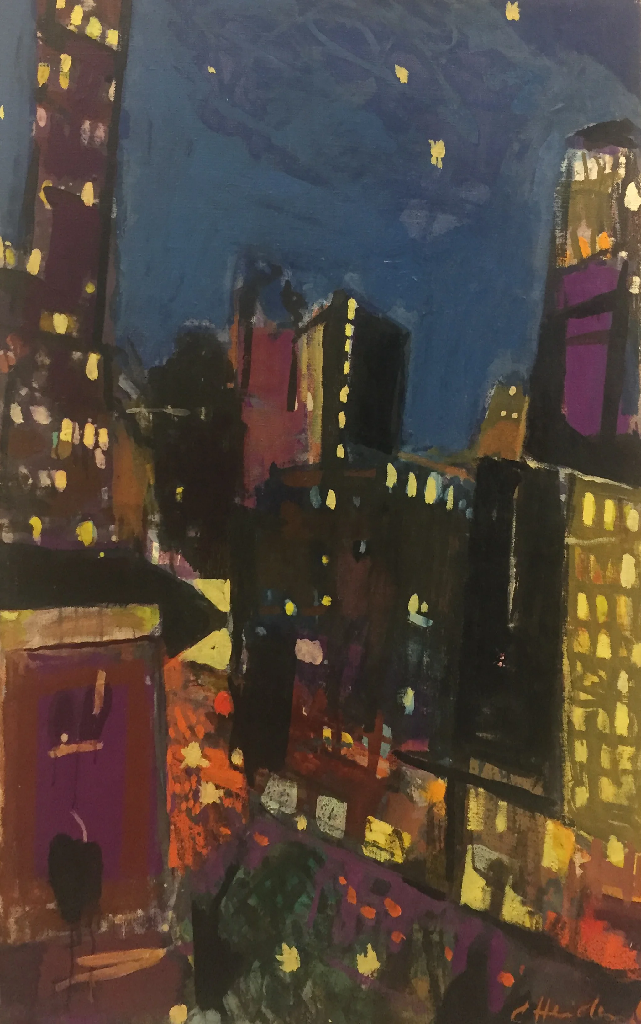 Untitled (Cityscape). N.d. Oil on canvas.