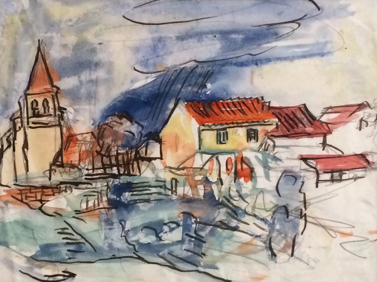 Unknown (Spanish Village). Ca. 1934. Watercolor.