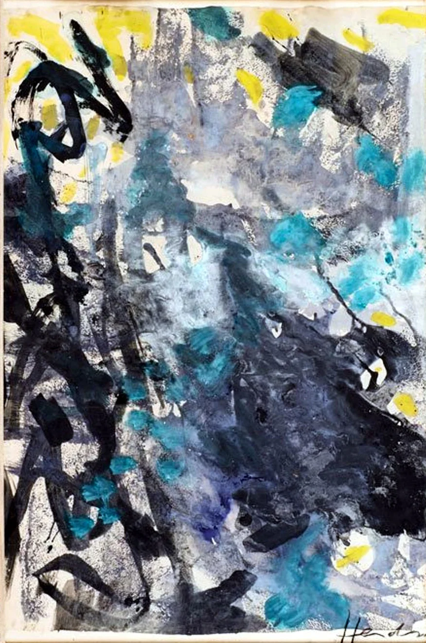 Unknown (Blue and gray abstract). N.d. Watercolor and gouache.