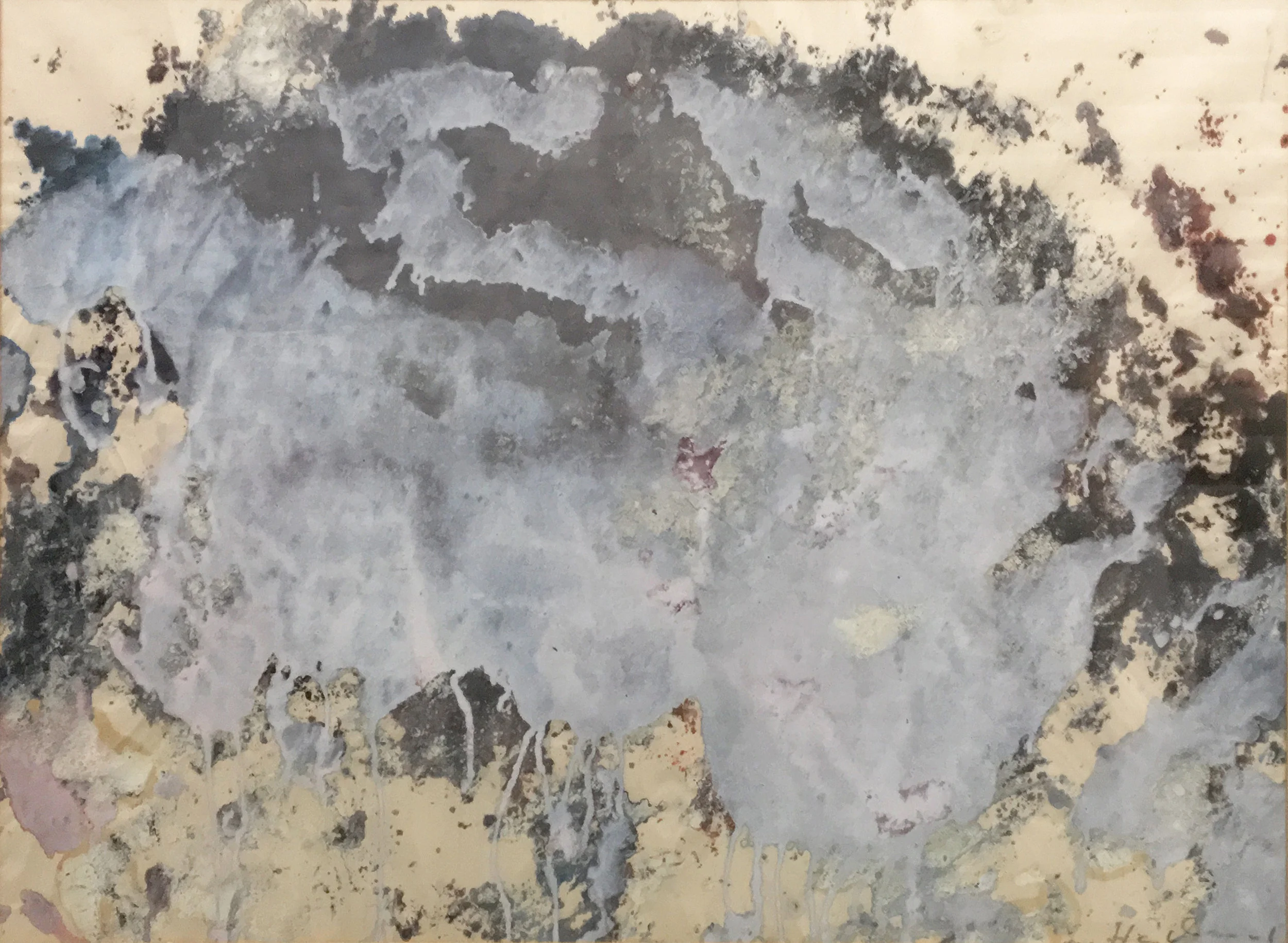 CARL HEIDENREICH, UNTITLED (LANDSCAPE IN WHITE AND BLUE), CIRCA 1961. WATERCOLOR ON PAPER. 21 X 29 INCHES. COLLECTION OF THE CARL HEIDENREICH FOUNDATION.