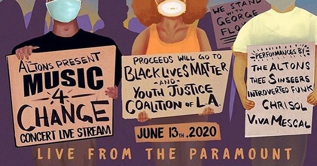 Honored to be apart of this event ✊🏾 @thealtons putting this together with @theparamountla LIVE STREAM fundraiser supporting #blacklivesmatter and the Youth Justice Coalition LA. 
Use our music to help the cause and bring some peace ☮️ to your feed.