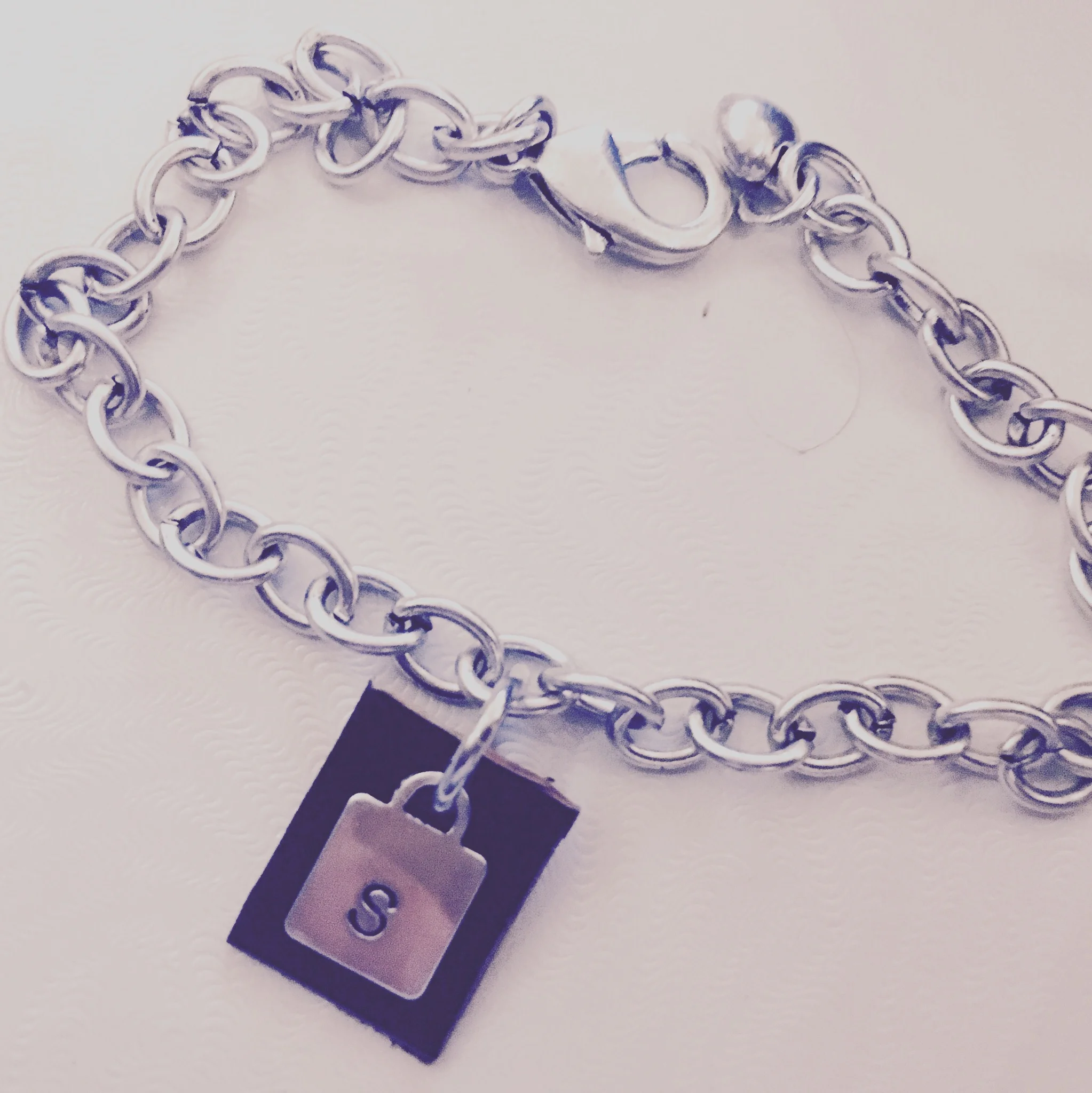 ID leather / silver bracelet