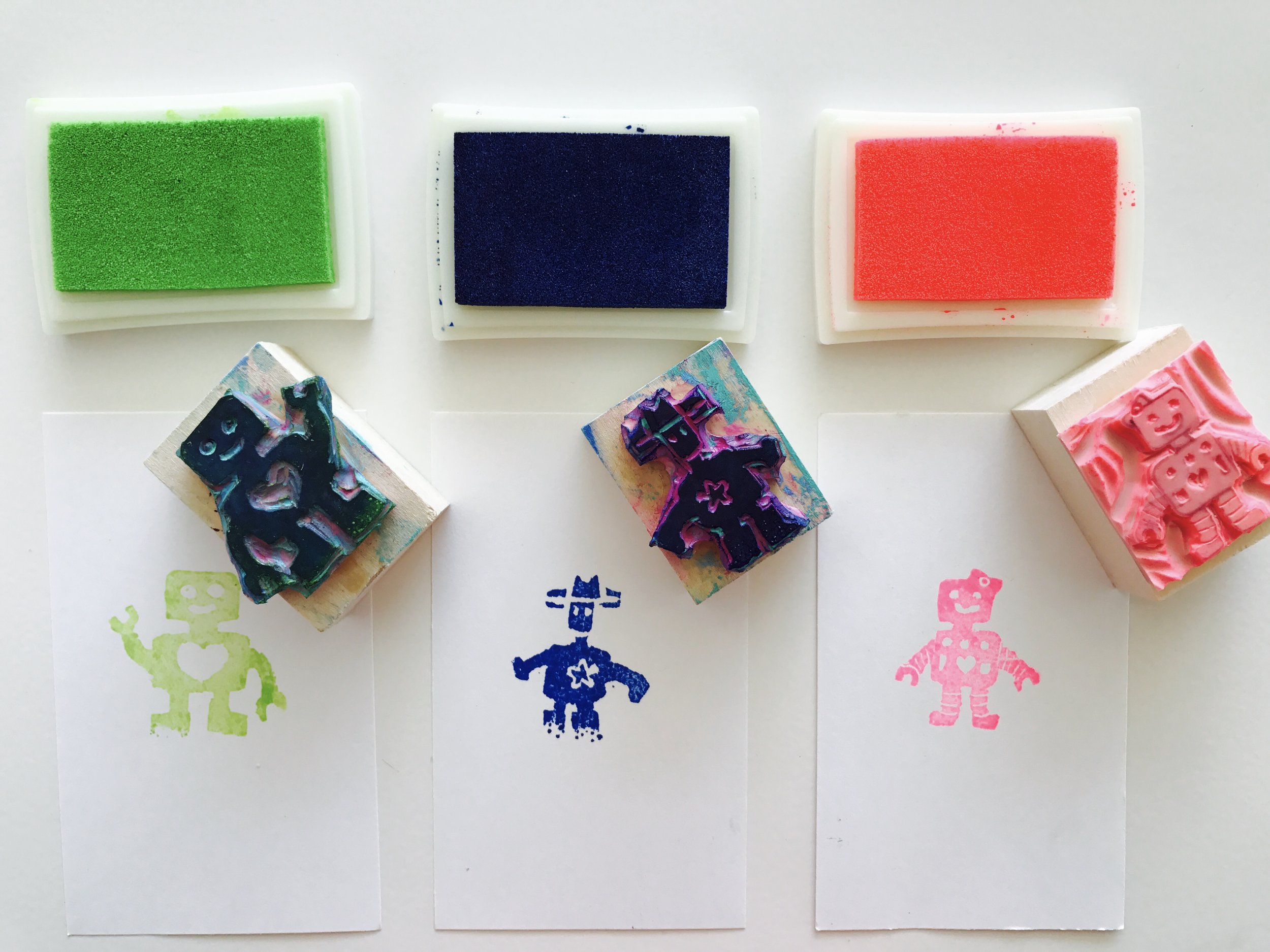 Handmade robot stamps
