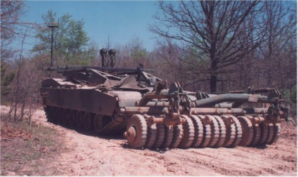 This Modified US M60 Patton tank - known as the M60 Panther - is used for mine-clearance operations within former war-zones.
