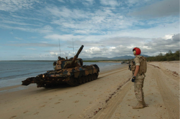 An Australian Leopard Tank on Exercise in 2005 - Photo courtesy of the U.S. Navy by Photographer's Mate 1st Class (AW/SW) David A. Levy.
