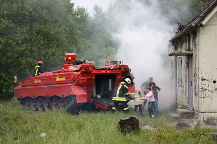 The KLF Marder — based upon a military APC, but engineered for dedicated fire-fighting Rescue, Extinguish & Defend missions (Image via Allmystery)