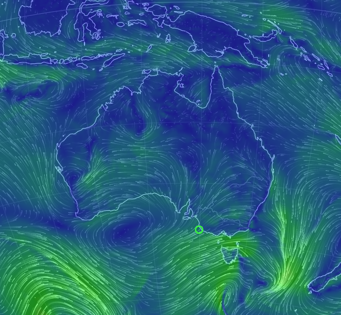 Perhaps the most impressive satellite image is this one, courtesy of the the earth.nullschool.net website. There are many selections to choose from, including temperate, wind, wave action and much more. This one is definitely a keeper in your favourites folder.