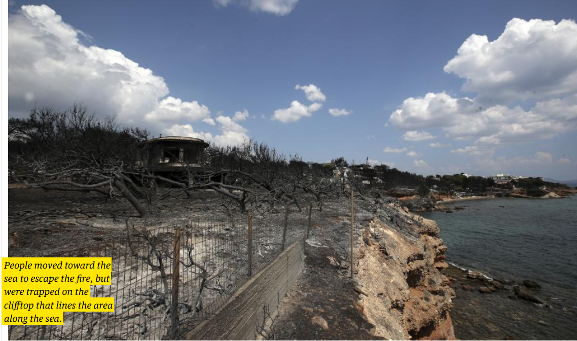 Many people were trapped along the clifftops and perished, unable to get down to the beaches. Image courtesy of AFP/Getty