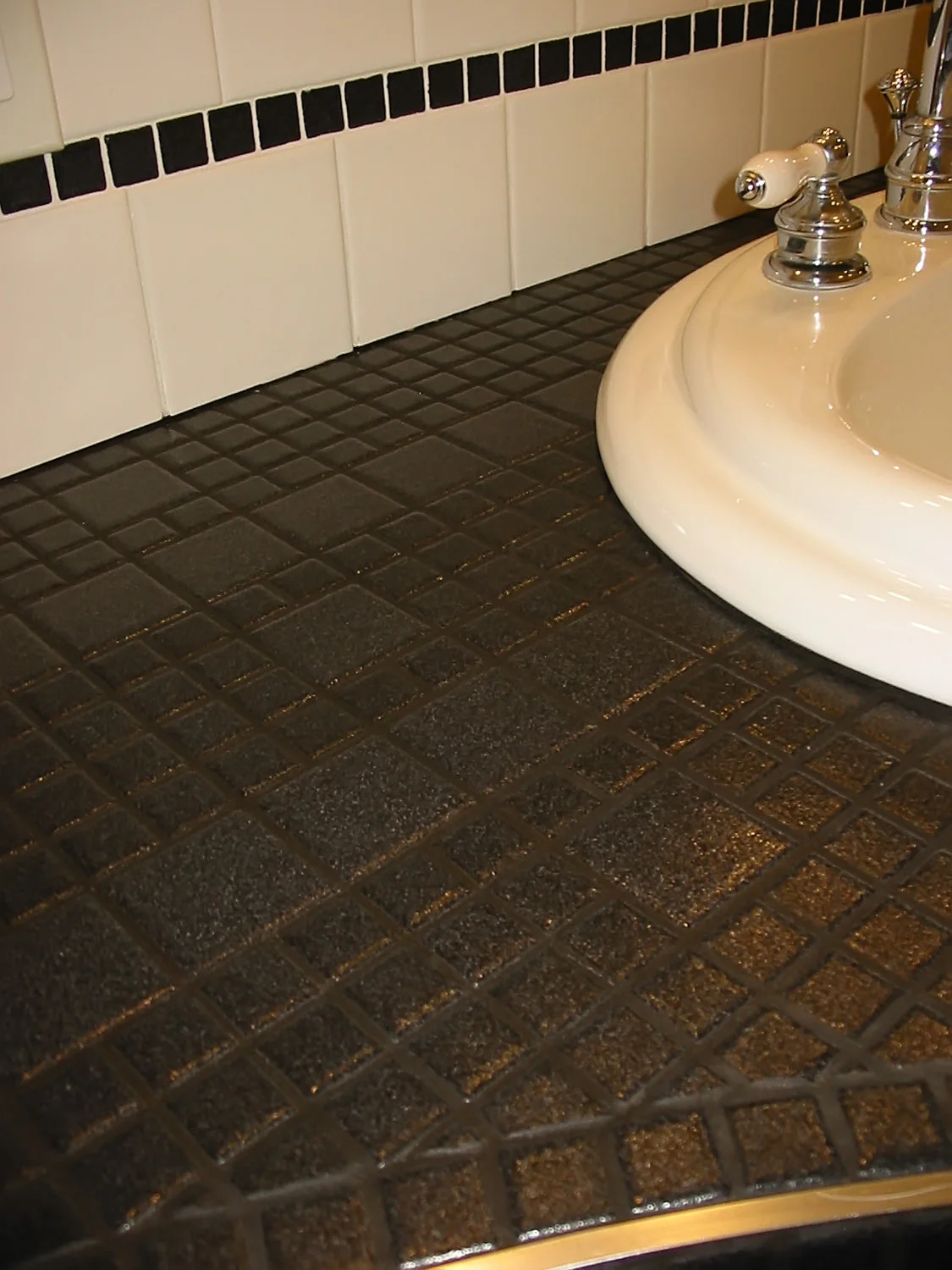 Black and white tiled bathroom