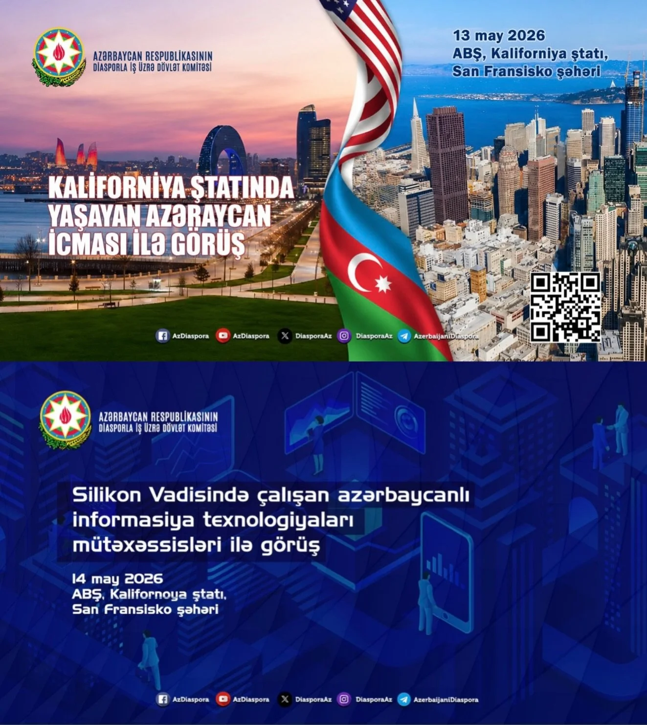 Dear Azerbaijani Community Members,

We are pleased to inform you that representatives of the State Committee on Work with Diaspora of the Republic of Azerbaijan will be visiting the San Francisco Bay Area on May 13&ndash;14, 2026, and will be holdin