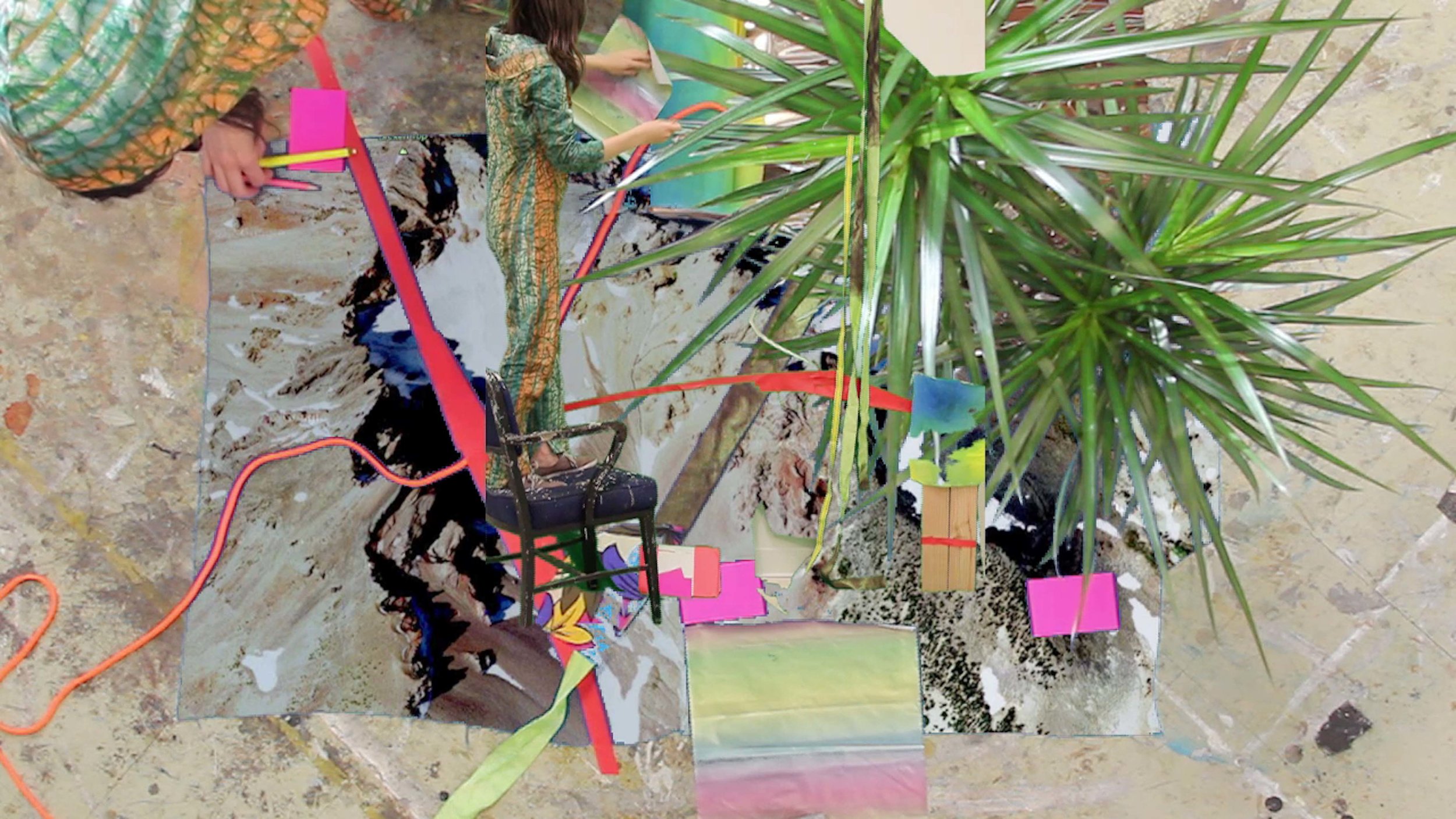 Broken Top Mountain (Google Satellite View) 2013, Single Channel Video, Sound, Acrylic Paint, 12:39