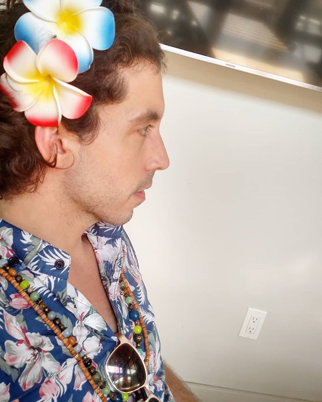 Let beads and flowers be your sword and shield. One more Luau night left. I need a tiki drink! .
.
.
.
.
.
.
.
#hawaiian #luau #feast #color #flowers #beach #summer #work #tiki #beads #jewelery #gay #dayjob #losangeles #california #hollywood #westhol
