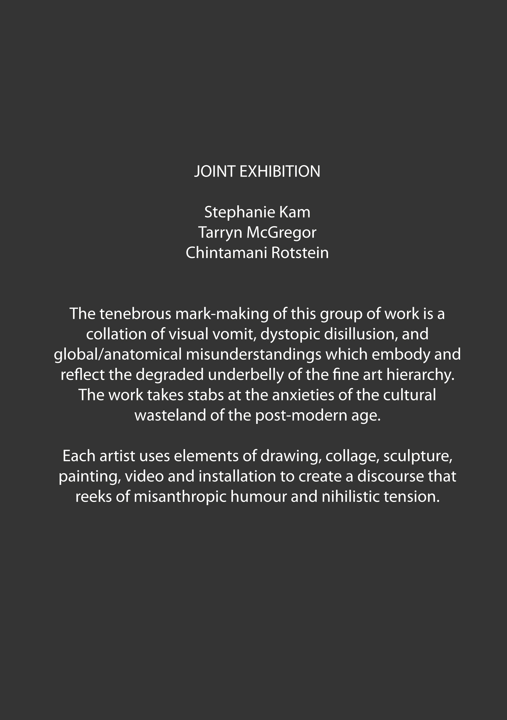 The group artist statement was displayed on the back of the flyers.