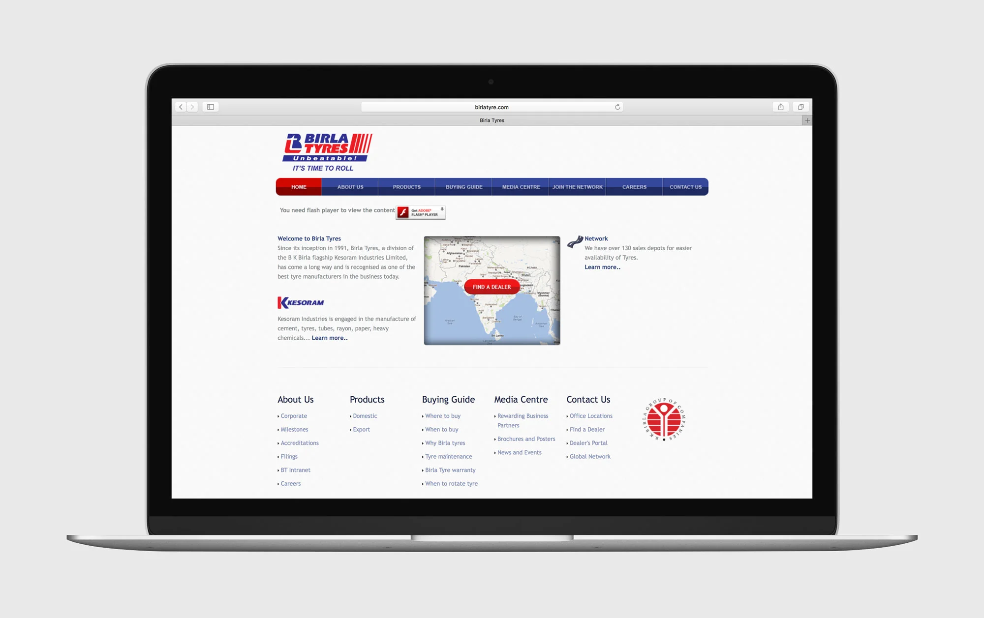 BEFORE: Birla Tyres old website